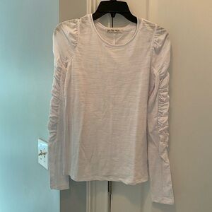 We The Free White Ruched Long Sleeve Blouse